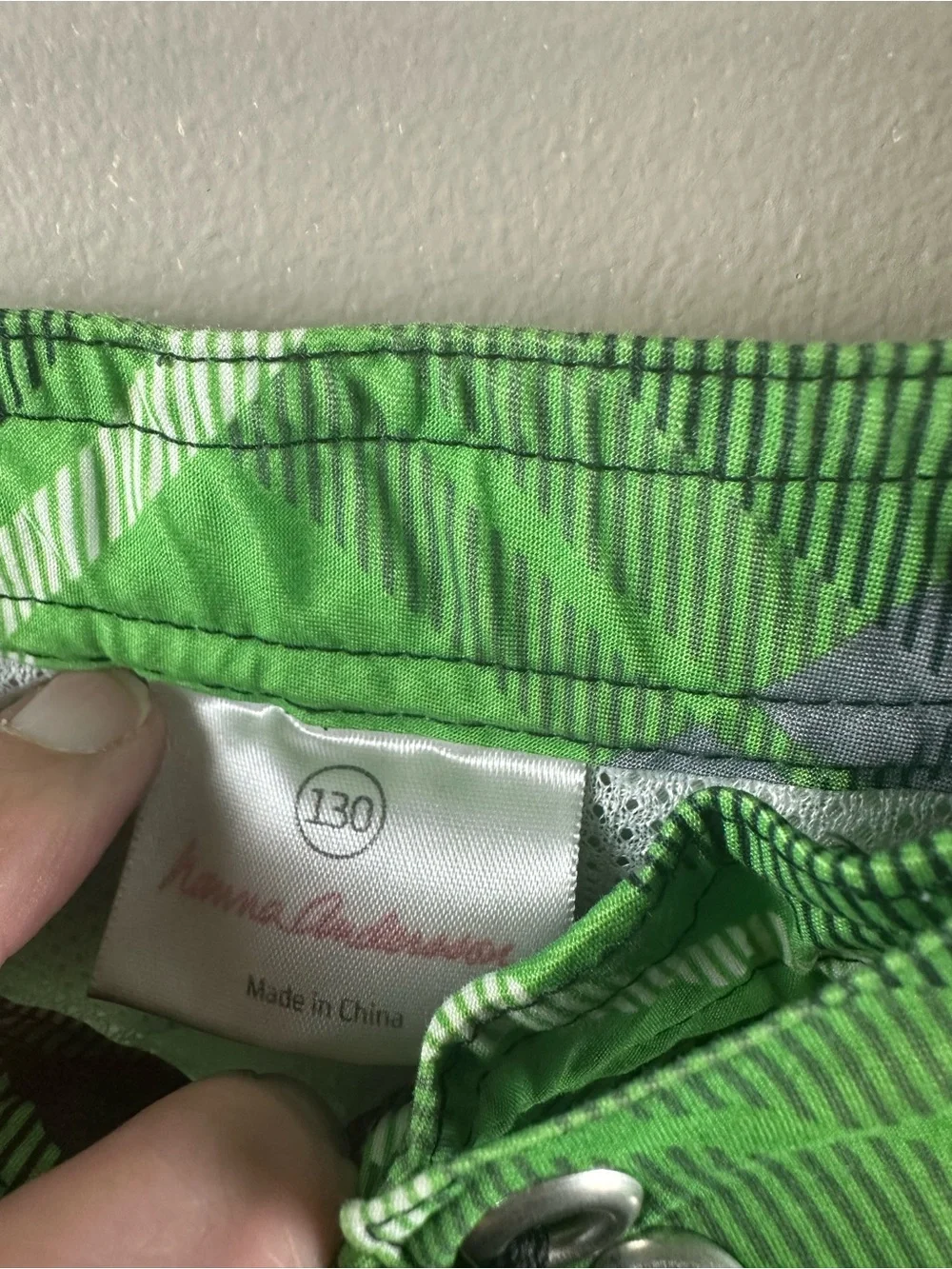 Hanna Andersson Green Plaid Kids Swim Trunks